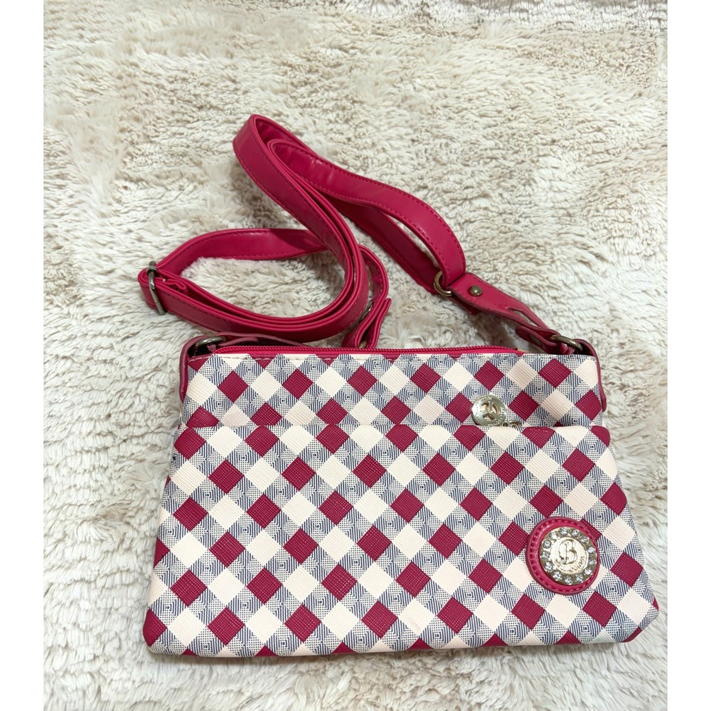 Pink Checkered Crossbody Bag Gingham Coquette Multi Zip Purse Retro Coquette